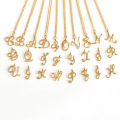 Wholesales cursive A~Z 26 letters gold silver necklaces